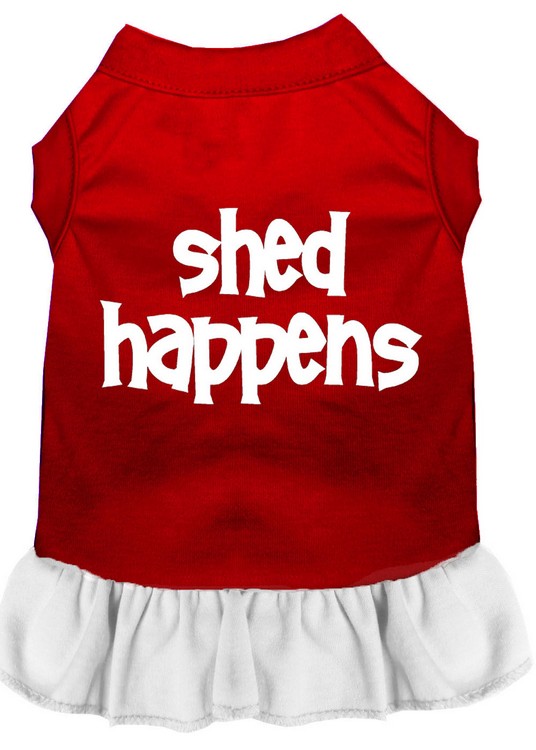 Shed Happens Screen Print Dress Red with White XL